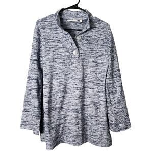 Soft Surroundings Touchable Tunic Sweater Size Small Heathered Gray Blue Buttons